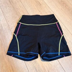 Women's Black Multi-Color Trim Shorts